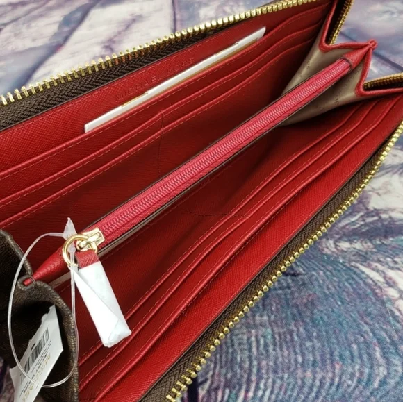 Michael Kors Jet Set Logo LG Wallet Brown - Picture 4 of 6